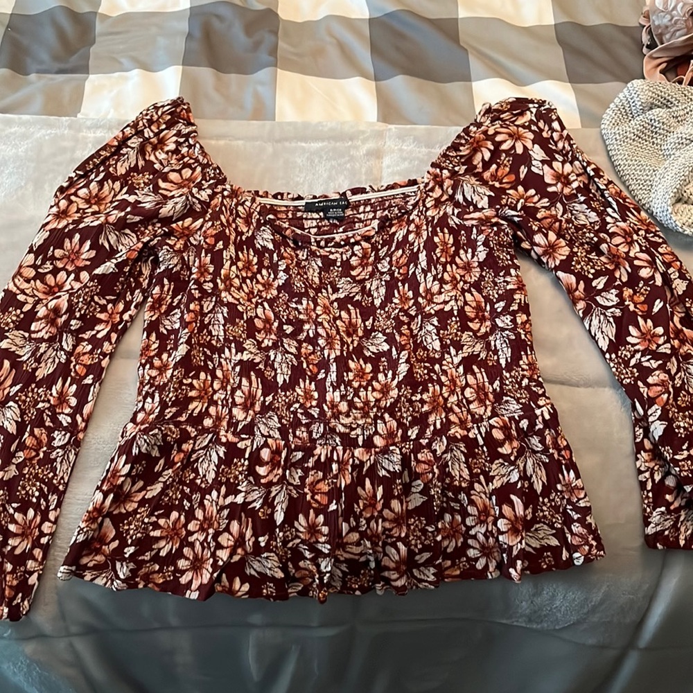 Floral American Eagle top